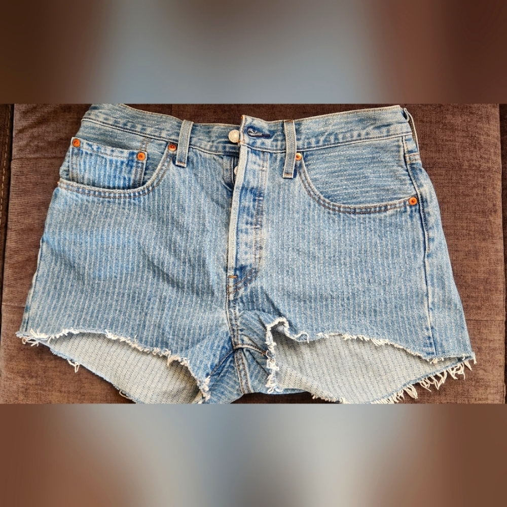 Levis Blue Striped Women's Denim Cutout Shorts